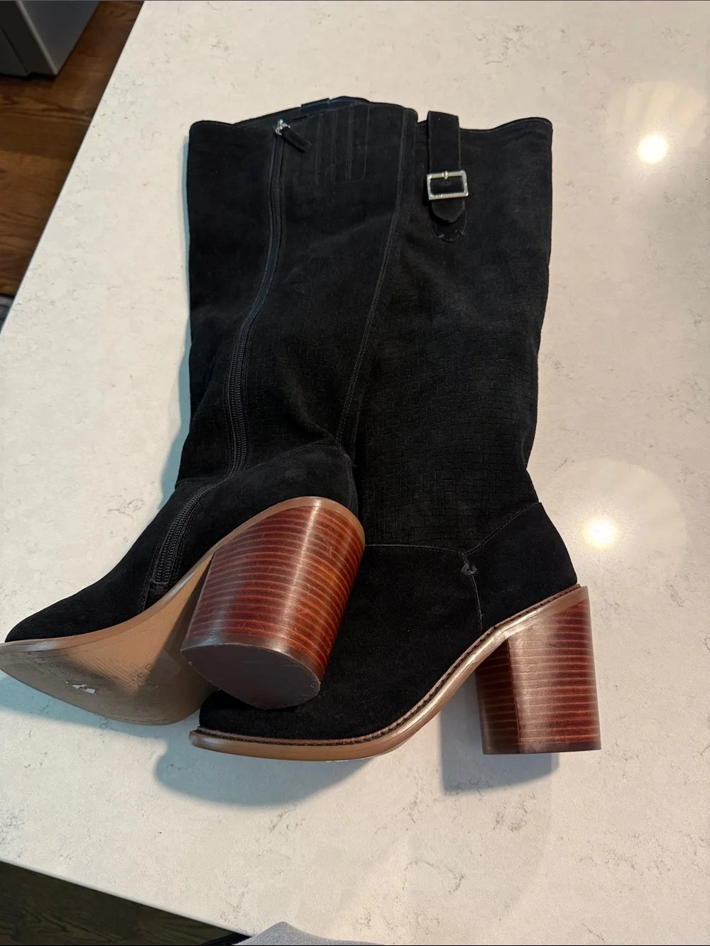 Kelsi Dagger Brooklyn Fletcher Black Suede Knee-High Boots - Size 9